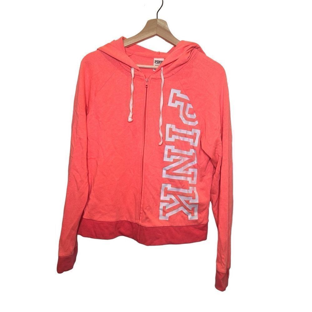 Pink by Victoria’s Secret zip up hoodie bright pink size small